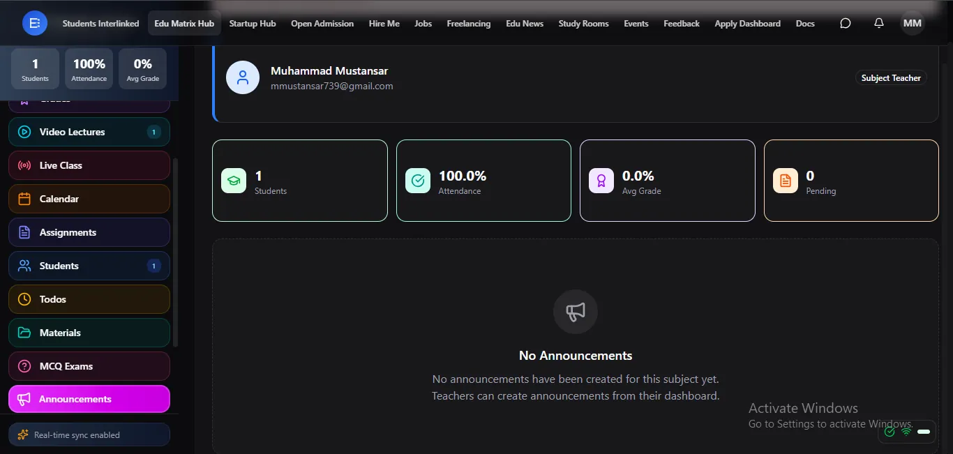 Subject announcements reach everyone instantly