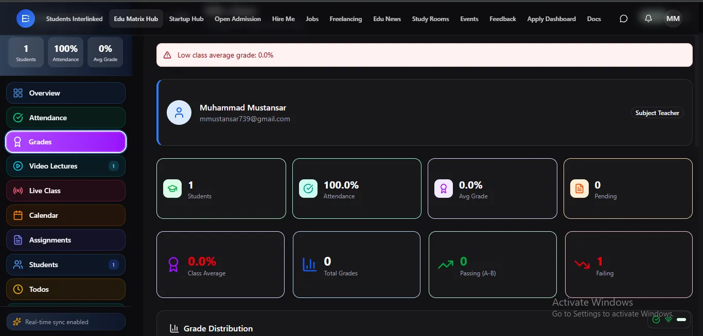 LMS grades — one gradebook, live to students and parents the moment you post