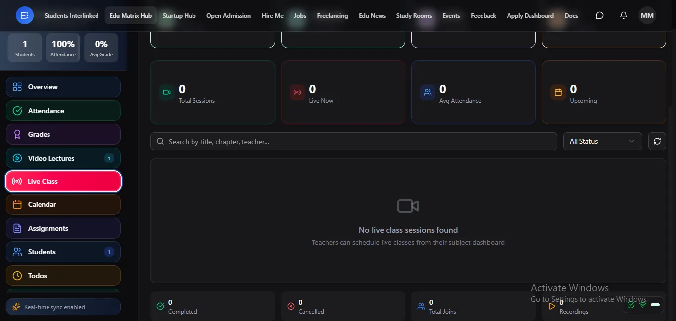 Live classes — teach and attend real-time online classes with no extra app