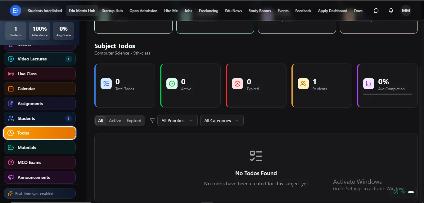 Todos — day-to-day tasks that keep students on track