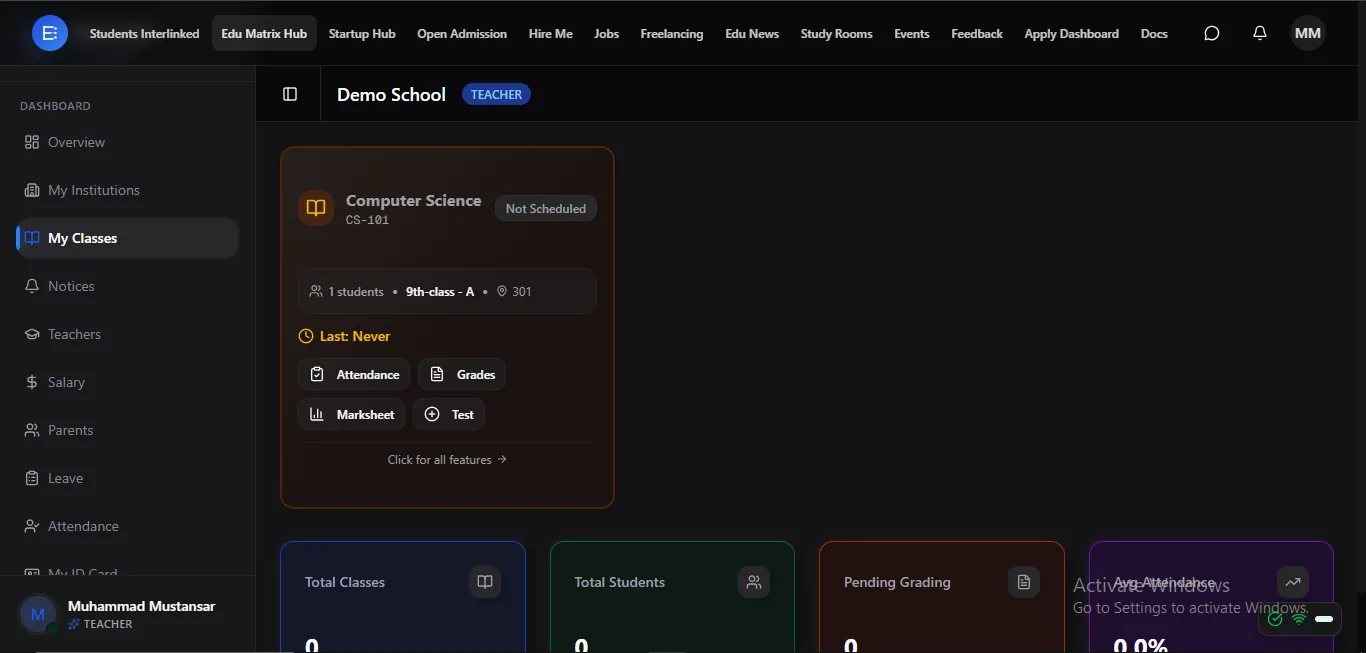 My classes — manage every class subject by subject