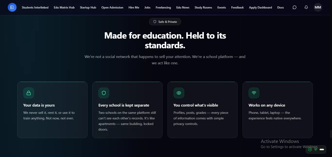 Made for education — your data is yours, every school sealed off from every other
