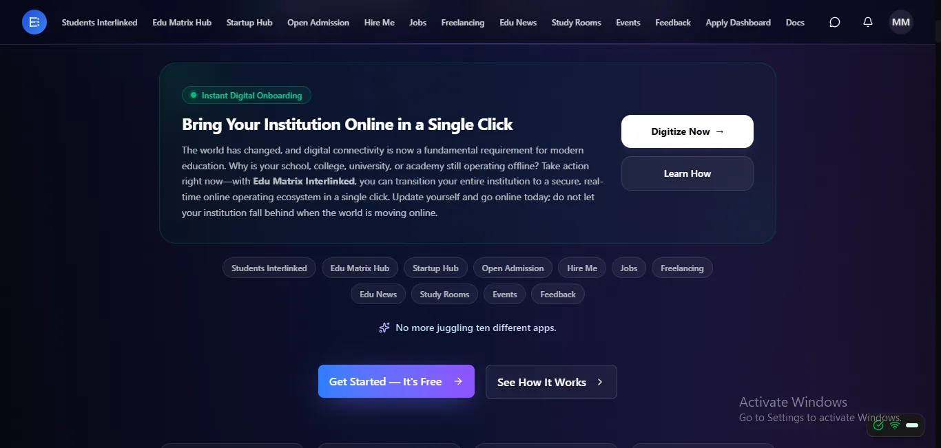Bring your institution online in a single click