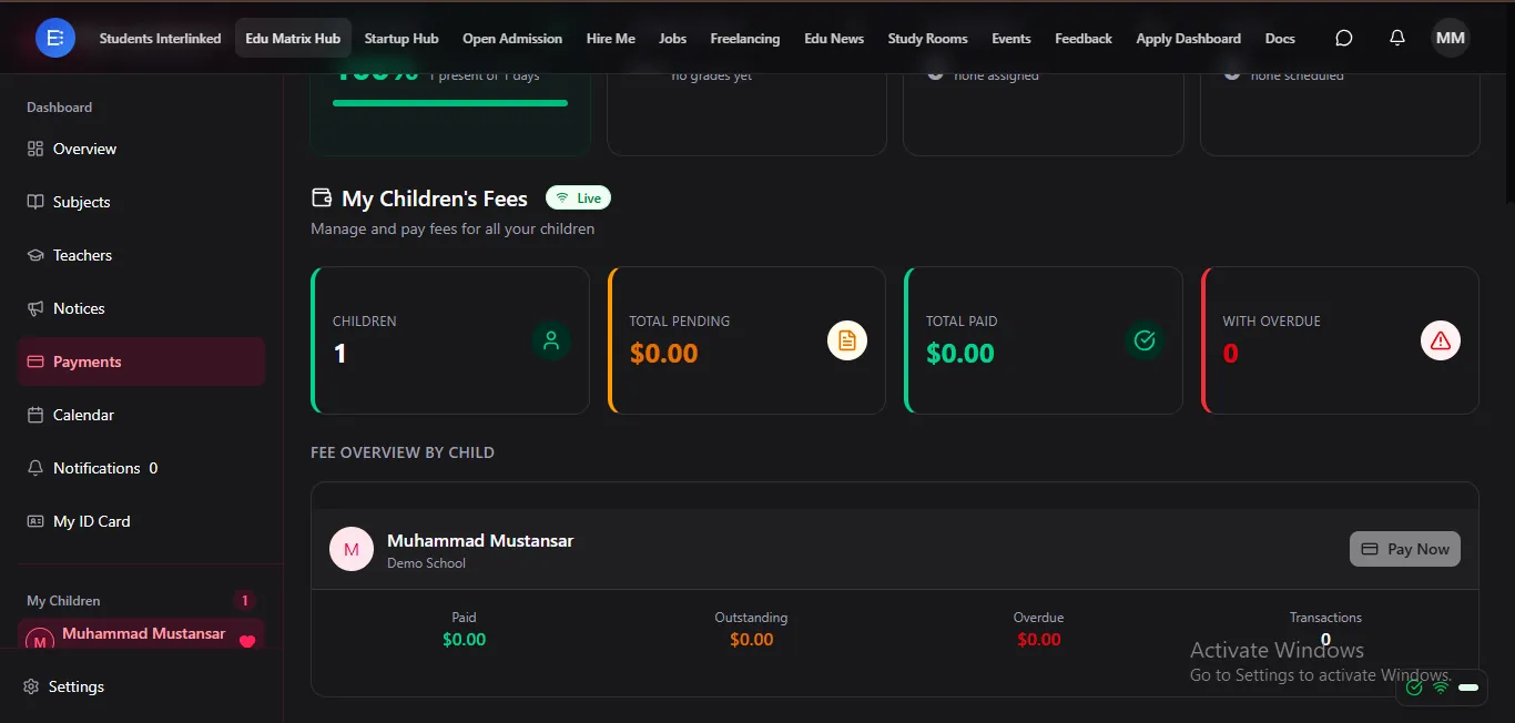 My children's fees — pay online and keep every receipt