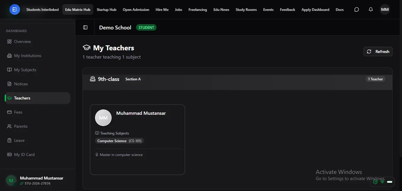 My teachers — everyone teaching a student, in one place